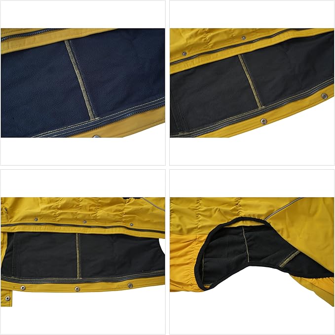 LOVELONGLONG Fleece-Lined Dog Raincoat with Removable Hood – Waterproof Winter Full Body Dog Jacket – Windproof Snowproof Cold-Weather Suit – Yellow-F S