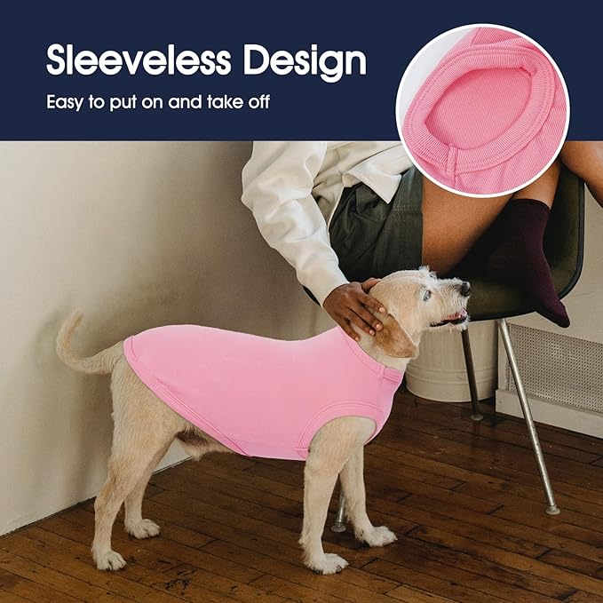 IECOii 2 Pack Extra Large Dog T-Shirt,Breathable & Lightweight Dog Tshirts Vest for Summer Wearing -Fade-Resistant, Easy to Put On – Machine Washable,Fit for Doberman Great Dane,Pink+Stripes,4XL