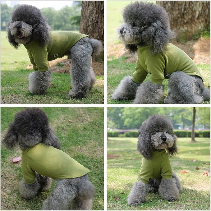 Lovelonglong Ribbed Dog T-Shirt Cotton Knitted Dog Sweaters for All Season Pet T-Shirts for Large Medium Small Dogs Olive Green M