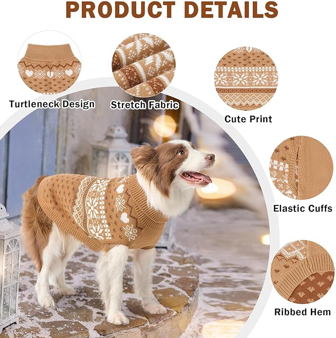 SCENEREAL Dog Sweaters for Medium Sized Dogs - Soft, Warm Turtleneck Pullover Fall Winter Dog Clothes, Knitted Argyle Dog Christmas Outfits, Ugly Pet Clothing for Boy Girl Puppy