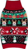 cyeollo Dog Christmas Sweater, Dog Winter Clothes for Small Dogs Turtleneck Warm Puppy Sweater with Leash Hole Soft Xmas Sweaters Female & Male Appeal, M