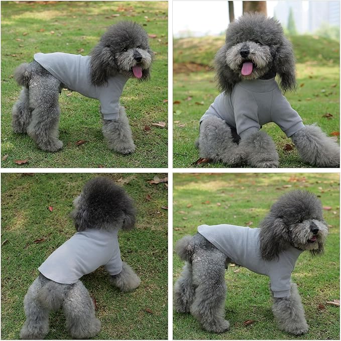 Lovelonglong Ribbed Dog T-Shirt Cotton Knitted Dog Sweaters for All Season Pet T-Shirts for Large Medium Small Dogs Dark Gray S