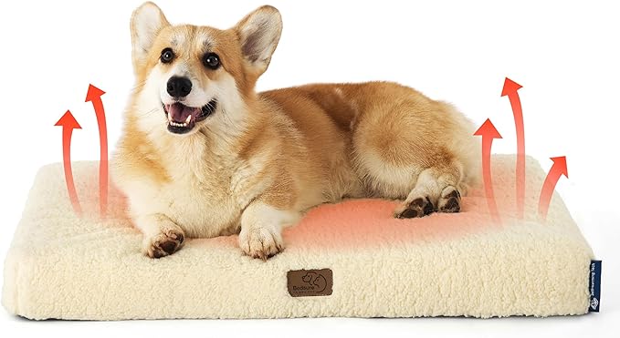 Bedsure Self Warming Dog Bed for Medium Dogs - Comfy Puppy Beds with Removable Washable Cover, Orthopedic Egg Crate Foam Pet Mat, Suitable for Pet Up to 30 lbs