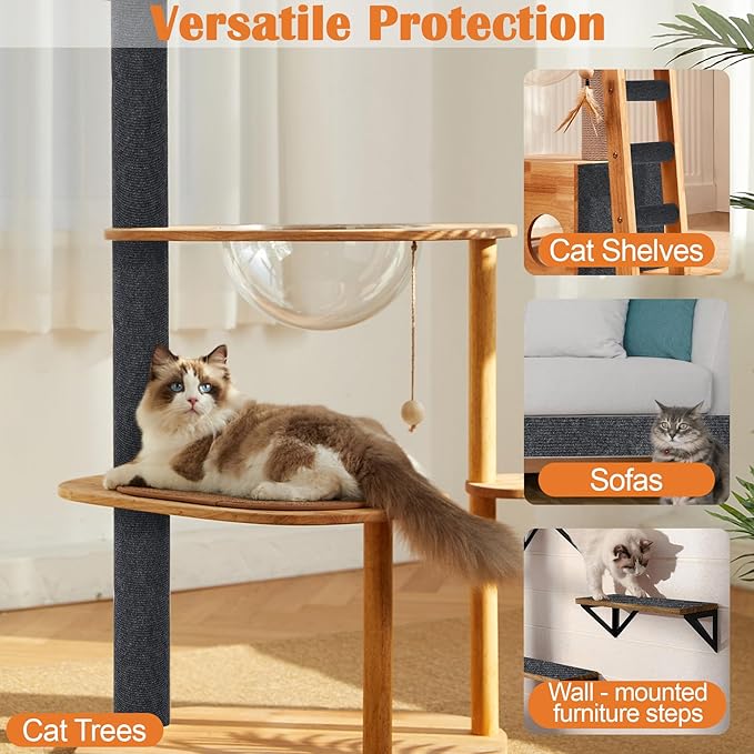 Cat Scratch Furniture Protector - 40" x 17" Trimmable Self-Adhesive Cats Claws Scratch Pads, DIY Cat Climbing Couch Protector for Scratch Post Cat Tree Replacement Indoor (Dark Gray)