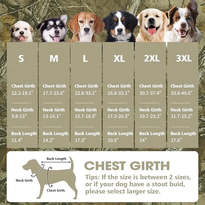 Fragralley Dog Coat Large, Waterproof Dog Jacket with Warm Fleece Lining, Adjustable Reflective Dogs Winter Coat, Turtleneck Pet Coats for Cold Weather (Reed Camouflage XL)