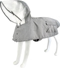 Waterproof Dog Raincoat, Adjustable Reflective Lightweight Pet Rain Clothes with Poncho Hood(Large,Black&White)