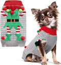 PETCARE Dog Christmas Sweater Ugly Elf Clown Cat Sweater Vest Pet Jumper Grey Green Holiday Dog Clothes Puppy Sweaters for Small Medium Large Dogs Cats Fall Winter Outfits Xmas Dogs Costume,X-Small