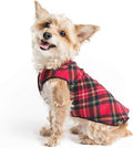 Goldpaw Stretchy Fleece Jacket for Small Dogs - Super Soft, Warm Dog Sweater - Pet Sweater Vest for Fall and Winter - Canine Clothes Made in The USA - Machine Washable - Red Classic Plaid - Size 16