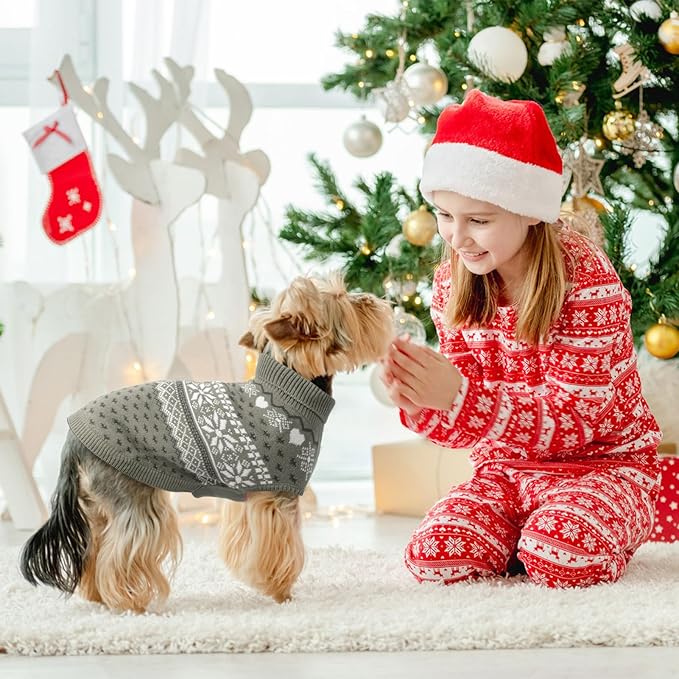 SCENEREAL XL Dog Sweaters Male and Female, Soft, Warm Turtleneck Extra Large Dog Sweater, Knitted Ugly Dog Christmas Outfits, Argyle Winter Clothes for Walking Outdoor