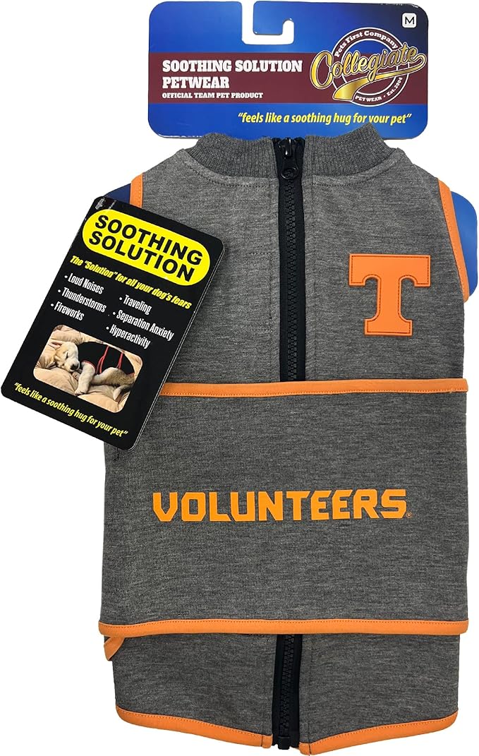 NCAA Tennessee Volunteers Dog Anxiety Shirt Calming Soothing Vest for Dogs Cats with Anxiety, Fears, Fireworks, Loud Noises, Dark, Lonely Keeps Dogs Calm Feeling Safe, Relaxing Jacket Medium