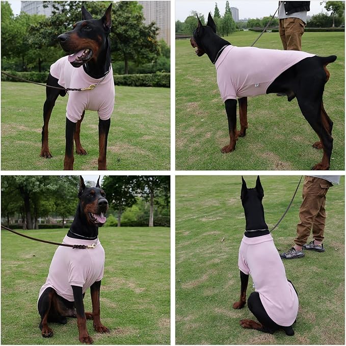 Lovelonglong Ribbed Dog T-Shirt Cotton Knitted Dog Sweaters for All Season Pet T-Shirts for Large Medium Small Dogs Light Pink M