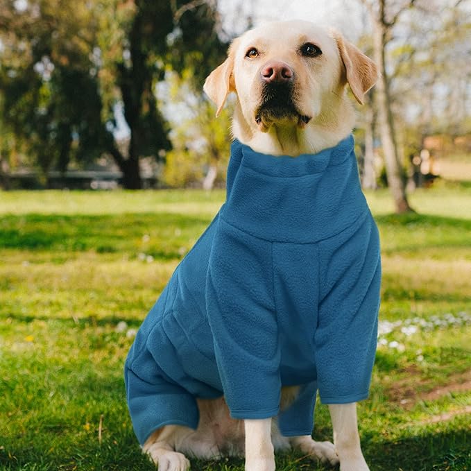 ROZKITCH Fleece Coat for Dogs, Pet Windproof Warm Cold Weather Jacket Vest Cozy Jumpsuit Apparel Outfit Clothes for Large Giant Dog Walking Sleep 3XL