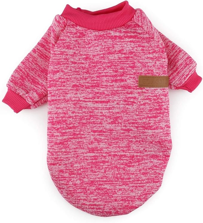Idepet Pet Dog Classic Knitwear Sweater,Fleece Coat for Small,Medium Dog,Warm Pet Dog Cat Clothes,Soft Puppy Customes (L, Rosered)