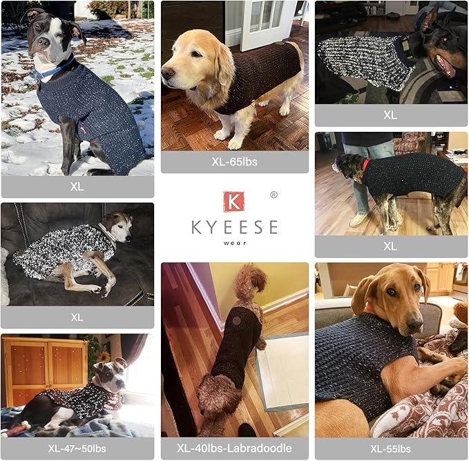 KYEESE Dog Sweater with Leash Hole Comfy Pullover Sweater Medium Size Male with Reflective Yarn Warm Pet Coats Stretchy Cozy Lightweight Thick Knitwear Dog Clothes,Orange, X-Large