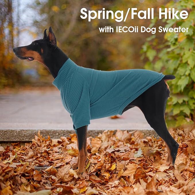 IECOii 2 Pack Dog Fleece Sweater for Small Dogs, Warm Dog Turtleneck with Stretch for Dachshund, Cozy Fall Winter Pullover Dogs Sweatshirt with Sleeve, Indoor & Outdoor Sweaters for Walking, M