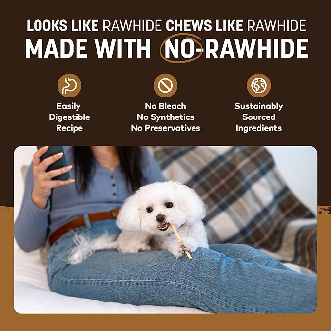 Earth Animal No Hide Stix - Long Lasting Rawhide Free Small Dog Chews Sticks, Venison - 80 Count Extra Value Pack