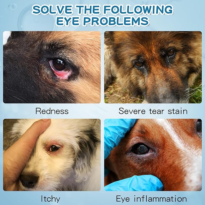 Pet Eye Drops,Gentle&Safe Dog Eye Drop for Infection,Relieve Eyes Itching & Irritation,Remove Tear Stains,Safe for All Animals, 4.06oz,120ml
