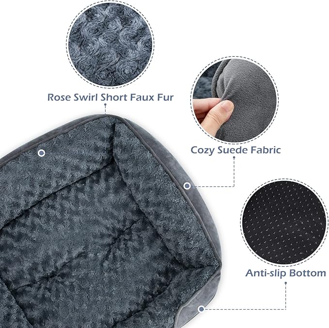 INVENHO XX-Large Dog Bed for Large Medium Small Dogs, Rectangle Washable Dog Bed, Orthopedic Dog Bed, Soft Calming Sleeping Puppy Bed Durable Pet Cuddler with Anti-Slip Bottom XXL(42"x30"x10")