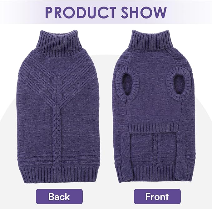 Dog Sweaters for Large Dogs Male Female Pet Knitwear Classic Puppy Warm Pullover Turtleneck Cold Weather Clothes for Pitbull(GrayishBlue, XL)