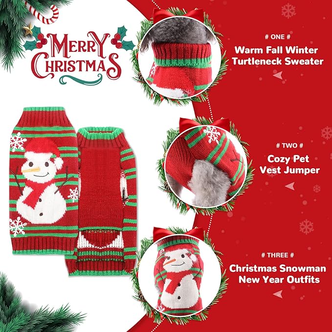 PETCARE Red Snowman Dog Sweater Christmas Dog Sweaters Vest Ugly Snow Xmas Puppy Costume Pet Holiday New Year Fall Winter Clothes for Small Medium Large Dogs Cats Pullover Sweaters Outfits,X-Large