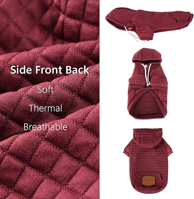 2 Pack Dog Hoodie Sweaters for Small Medium Dogs Warm Dog Clothes for Large Dogs Soft Waffle-Like Laminated Sweatshirt Bulldog (Dark Green+Wine Red, 3XL (Back: 29.5",Chest: 36.5", Neck: 27"))