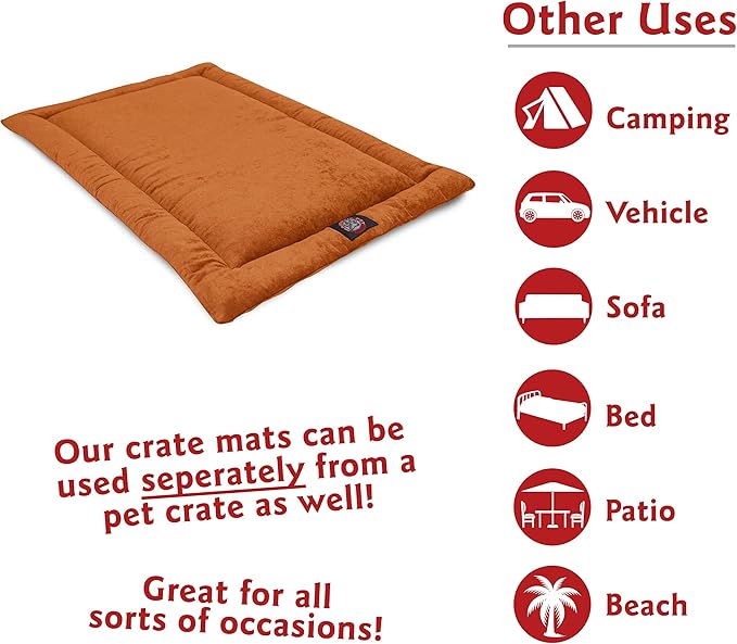 Majestic Pet Orthopedic Memory Foam Dog Crate Mat - Plush Pet Bed Pad for Crates & Kennels | USA Crafted | 42"x26" Villa Orange