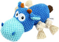 IOKHEIRA Dog Plush Toy for Large Aggressive Chewers,Indestructible Dog Squeaky Toys,Stuffed Animals Toys with Cotton Material and Crinkle Paper,Durable Chewing Toys (Royal Blue, Cattle)