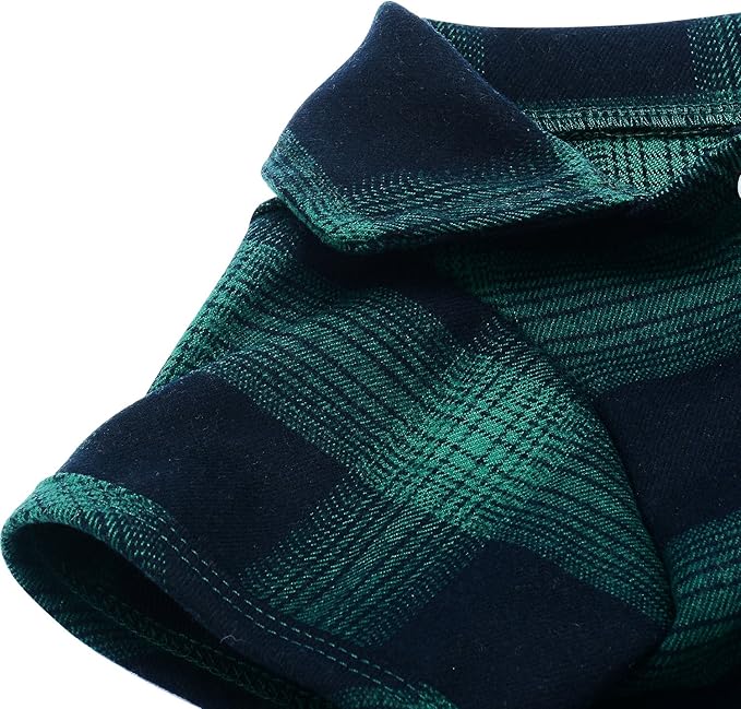Koneseve Dog Shirt, Pet Plaid Clothes T-Shirt Sweater Matching Breathable for Small Medium Large Dog Cat Puppy Adorable Casual Cozy Halloween Thanksgiving Christmas Costumes (Green; 4XL)