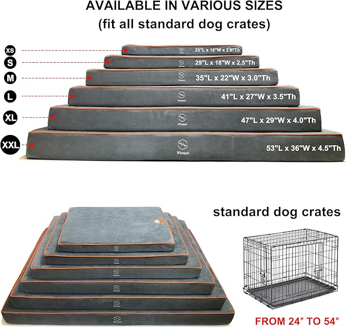 Dog Orthopedic and Crate Beds, Made of Memory and High Resilience Foram, Two-Sided Use, Providing Soft and Relatively Hard Support, with an Extra Inner Waterproof Protector (Gray, Medium)