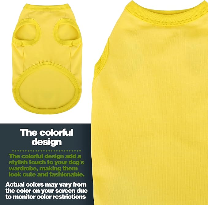 Paiaite 3 Pieces Plain Dog Shirt Sleeveless Puppy Cotton Dog Shirts Breathable Pet Apparel Tank Top Colorful Puppy Sweatshirt Clothes for Small Medium Dogs Red Yellow and Blue 4XL