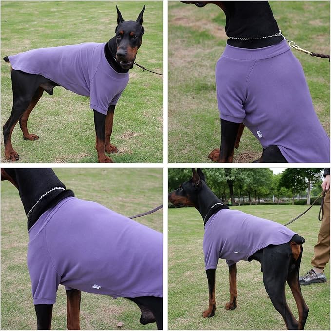 Lovelonglong Ribbed Dog T-Shirt Cotton Knitted Dog Sweaters for All Season Pet T-Shirts for Large Medium Small Dogs Purple 2XL