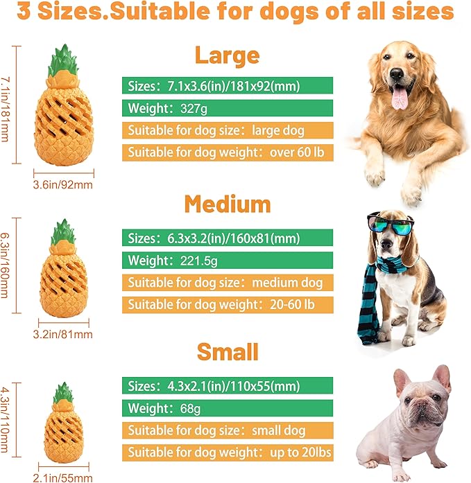 Pineapple Dog Chew Toys - Indestructible for Large Aggressive Chewers