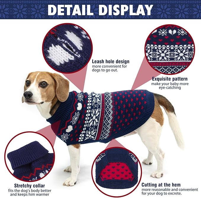 SCENEREAL Dog Sweaters for Medium Sized Dogs - Soft, Warm Turtleneck Pullover Fall Winter Dog Clothes, Knitted Argyle Dog Christmas Outfits, Ugly Pet Clothing for Boy Girl Puppy