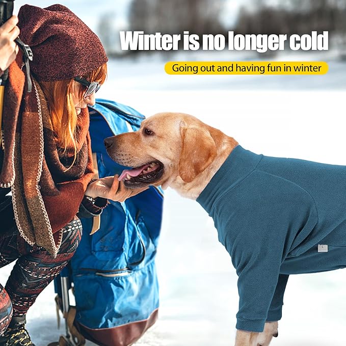 Dog Winter Coat for Small Medium Large Dog Run Walk Sleep Pet Warm Fleece Sweater & Windproof Pajamas Snow Jacket 2XL Turquoise