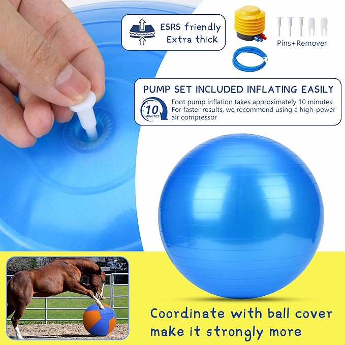 Herding Ball for Dogs and Horses - 25" Jolly Ball for Dogs, Agility Training Equipment, Herding for Australian/German Shepherd, Improved Bite-Resistant, Reinforced Sewing Dog Toys - Blue Large