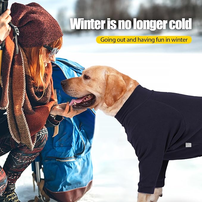 Fleece Dog Sweater for Small Medium Large Dog for Daily Run Walk Sleep Pet Winter Jacket & Windproof Clothes Coat Large Navy Blue