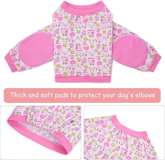 Dog Recovery Shirt for Front Legs, Dog Elbowpads Sleeve Protect Dogs Elbows Arms,Stop Licking Joints After Surgery, Help with Injury Healing Covers The Wound, Cone Alternatives (Pink, 4XL)