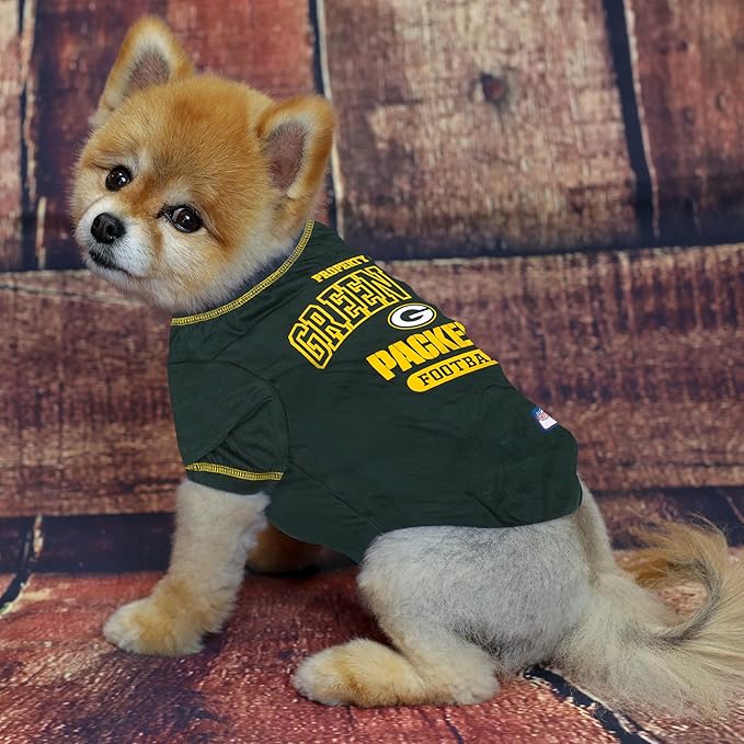 NFL Green Bay Packers Dog T-shirt X-Small. - Licensed Shirt for Pets Team Colored with Team Logos- Premium Stretchable Materials for the comfort of your Dog & Cat