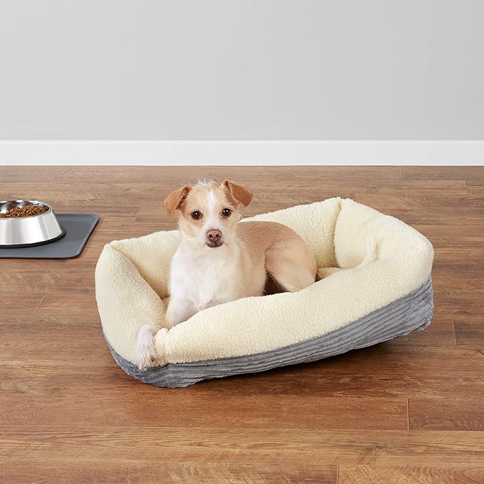 Amazon Basics 24-Inch Machine Washable Self Warming Pet Bed For Cat or Dog, Rectangle, Grey, 24"L x 20"W x 7"H