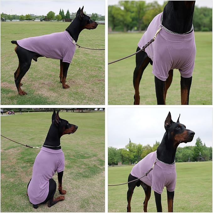 Lovelonglong Ribbed Dog T-Shirt Cotton Knitted Dog Sweaters for All Season Pet T-Shirts for Large Medium Small Dogs Taro Purple XL