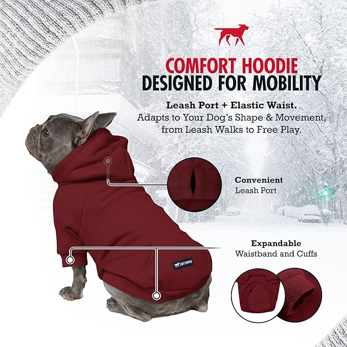 Tuff Pupper Dog Hoodie | Premium Quality 100% Organic Cotton | Ultra Soft Interior for Superior Comfort | Elastic Cuffs & Drawstring for Warmth | Stretch Fit Suitable for All Breeds (Red, 3XL)