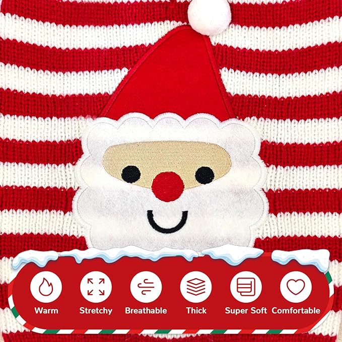 PETCARE Santa Dog Sweater Christmas Funny Cute Red Striped Cat Sweater Vest Pet Holiday Dog Clothes Puppy Sweaters for Small Medium Large Dogs Cats Fall Winter Outfits Xmas Dogs Costume,Medium