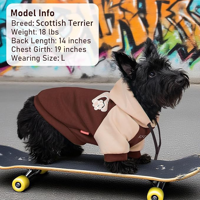 KYEESE Dog Hoodie Stretchy Pet Sweatshirt with Drawstring Comfort Cat Sweater Cat Coat with Leash Hole Warm Pet Clothes Dogs Winter Coat for Cold Weather Soft Dog Clothes for Small Dogs