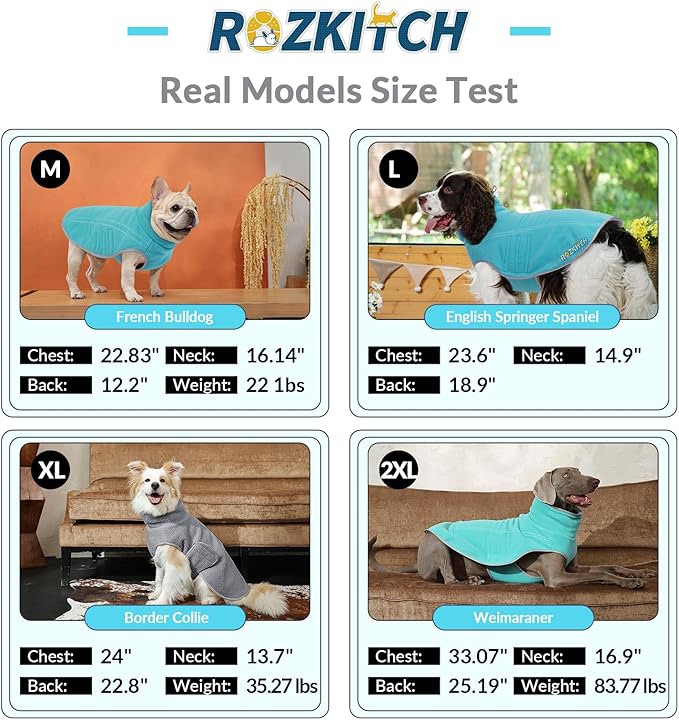 ROZKITCH Reversible Warm Dog Sweater Coat Jacket Thickened Thermal Sherpa Sweaters Reversible Fleece Vest Pet Clothes with 2 Sides for Cold Weather Winter for Giant Breeds Bluegreen 5XL