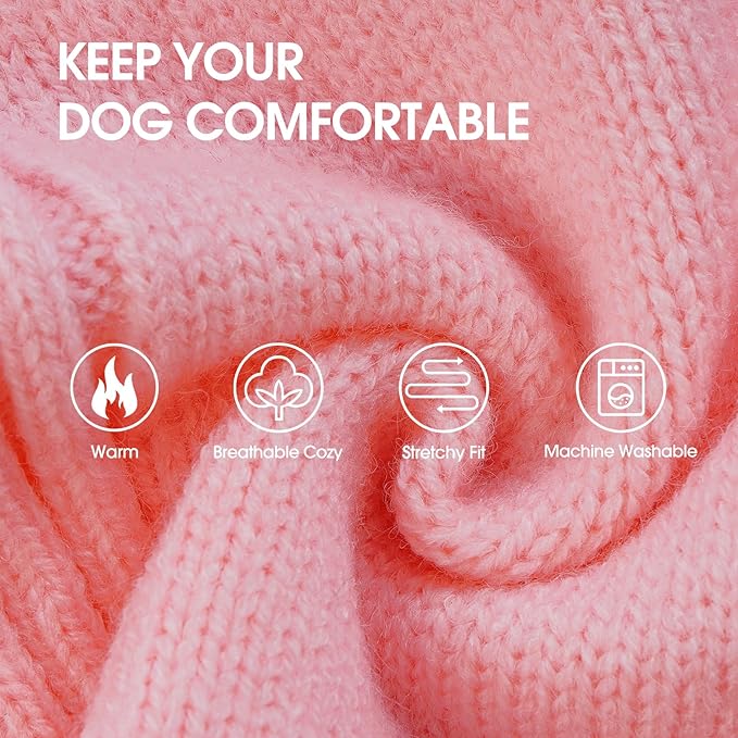 IECOii Great Dane Sweater,5XL Extra Large Sweater for Giant Breed Dogs in Winter,Turtleneck Cold Weather Knit Clothes,Machine Washable,Elastic Pullover for Saint Bernard,Mastiff (Pink,XXXXXL)