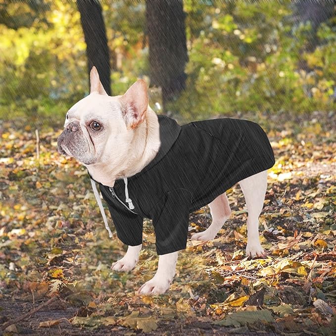 Dog Raincoat rain Jacket Raincoat Dogs Waterproof Small Medium Breeds Zip Closure Storage Pocket Harness Hole Black XS