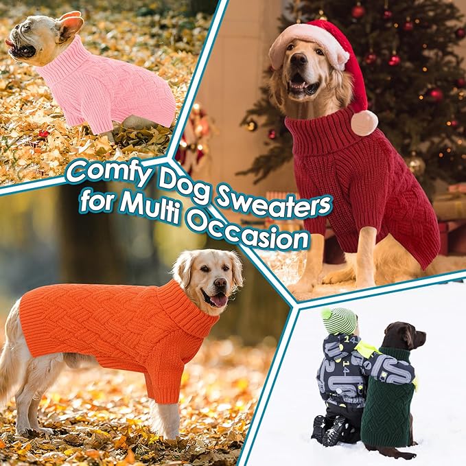 AOFITEE Dog Sweater, Dog Sweaters for Medium Dogs Girl, Warm Halloween Dogs Sweater, Winter Medium Pet Sweaters Female Male, Classic Turtleneck Knitwear for French Bulldog, Boston Terrier, M