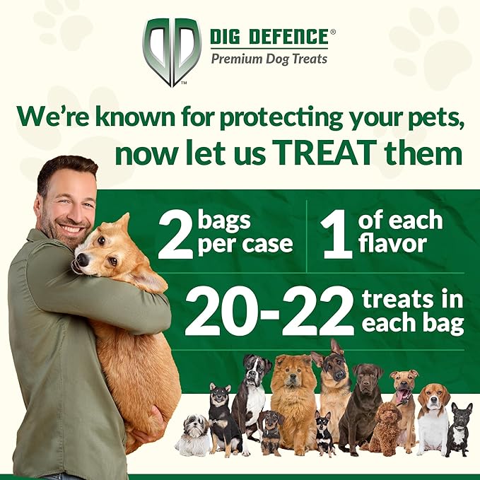 Dig Defence Premium Dog Treats - Carrot/Peanut Butter and Blueberry/Banana, Natural Ingredients, Baked Gourmet Snacks for Small & Big Dogs, Healthy Training Treat, 2 Pack