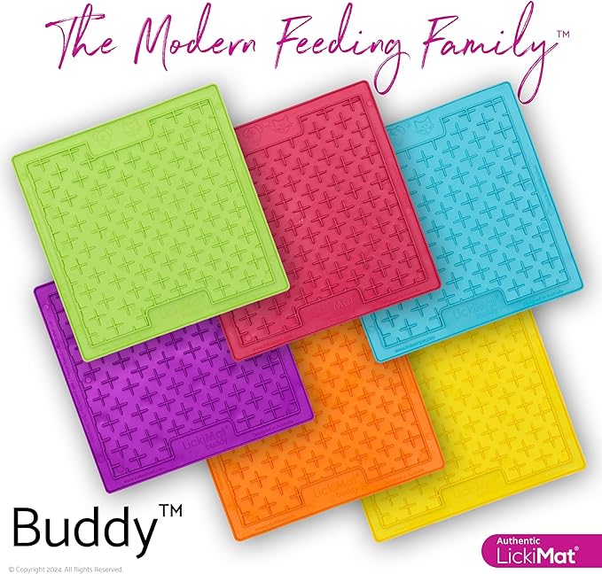 LickiMat Classic Buddy, Cat Slow Feeder Lick Mat, Boredom Anxiety Reducer; Perfect for Food, Treats, Yogurt, or Peanut Butter. Fun Alternative to a Slow Feed Cat Bowl or Dish, Turquoise