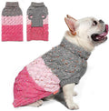 KYEESE Dog Sweater Color Block with Fuzzy Thread Knitted Turtleneck Dog Knitwear with dots in a Variety of Colors for Medium Dogs Fall Winter Dogs Clothes, Pink, XL